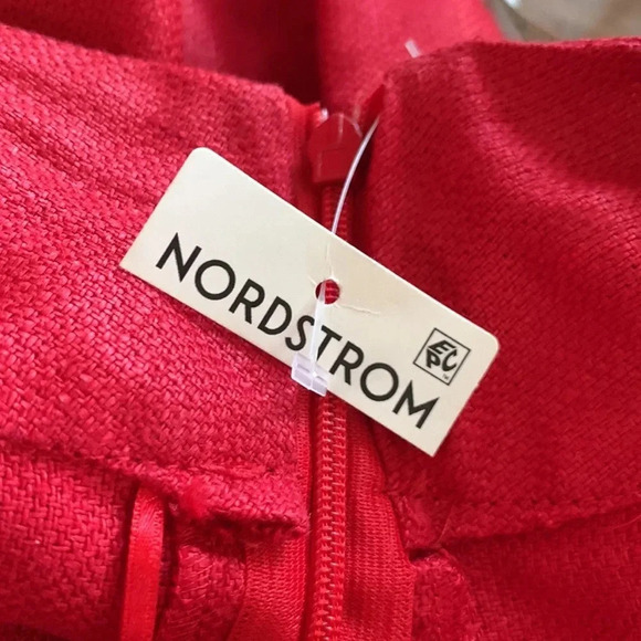 LONGCHAMP Linen High Rise Cropped Pants Red Size 36 NWT - Picture 12 of 14